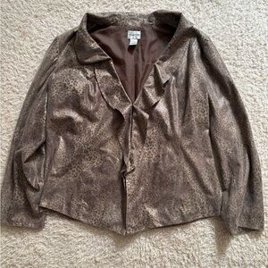 Chico's Brown Blazer Jacket Snake Animal Print for Women Size 2 Large